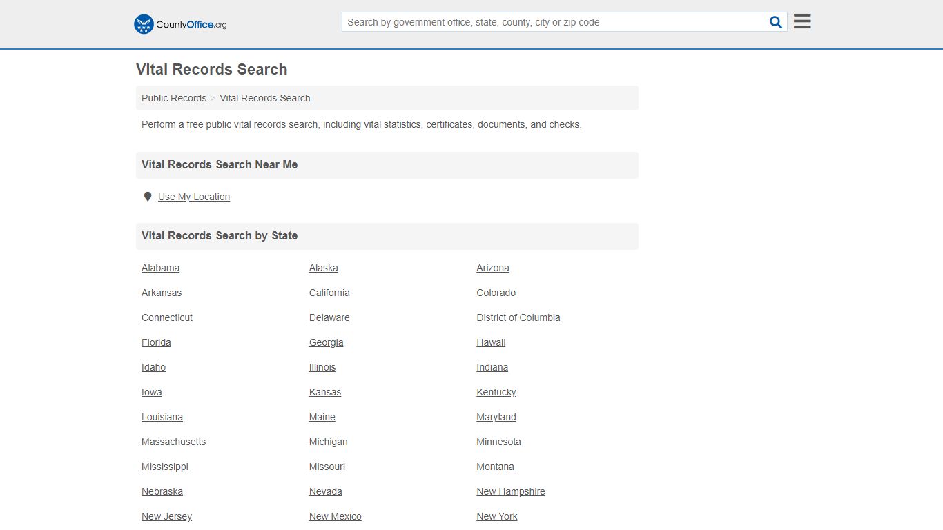 Vital Records Search (Birth, Death, Marriage & Divorce Records)